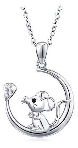 Collar De Ratón, Collar Con Colgante De Rata En La Luna De 0