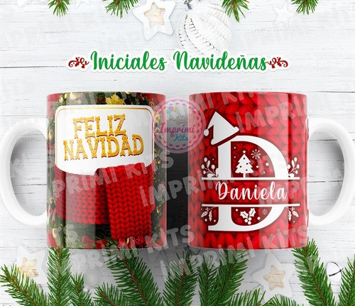 Plantillas Tazas Navidad Alfabeto Diseño Sublimar #tn06 1