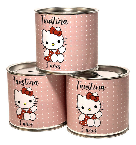 Souvenir Alcancia Personalizada Desmontable X 10  Kitty Rosa 0