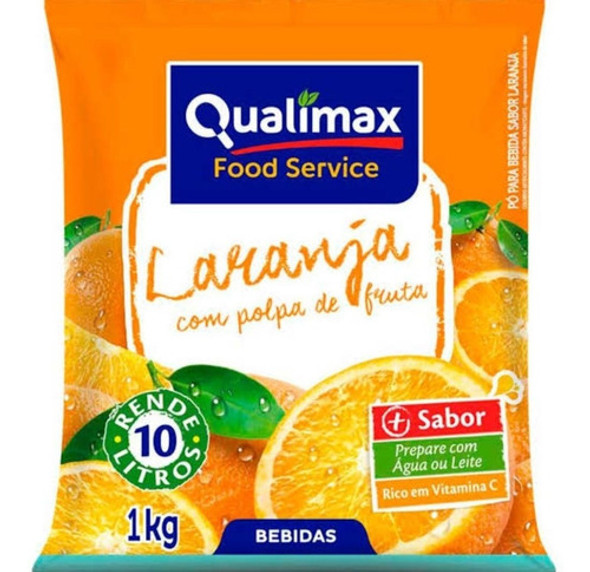 Refresco Em Pó Qualimax Laranja 1kg - Kit Com 4 0
