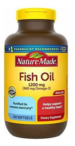 Óleo De Peixe Feito Na Natureza 1200 Mg 230 Cápsulas Gelatin 0