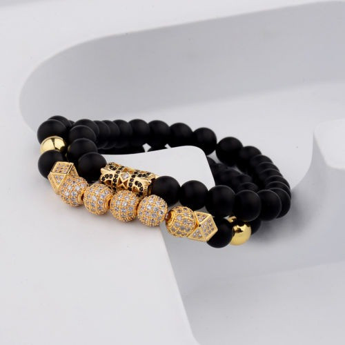 Lujo Hombres Bola De Cz Pave Micro Corona Encanto Pulseras Á 1