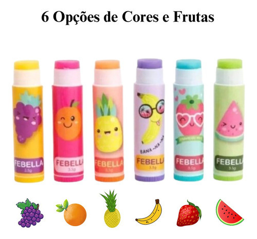 Lip Balm Infantil Fruity Febella Box Com 36 Unidades 1