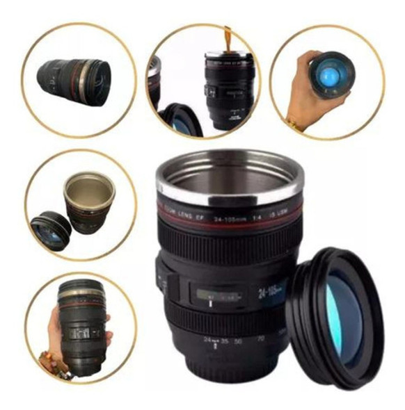 Copo Lente Fotográfica Preto Termico Para Café Cha Presente 0