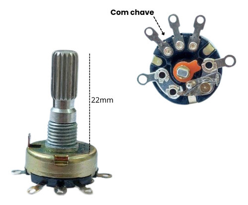 5 Potenciômetro Linear B20k 5 Terminais L-20 Com Chave Novo 1