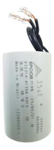 Capacitor 35uf 250v  (2fios) Para Motor De Portão Intelbras 0