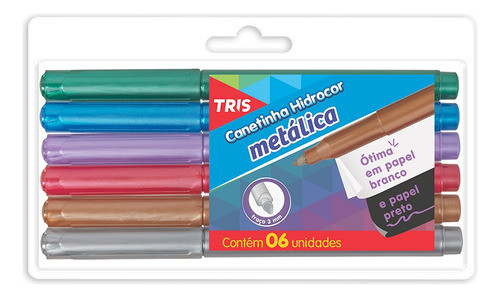 Canetinha Hidrocor Metálica Com 6 Unidades - Tris 0