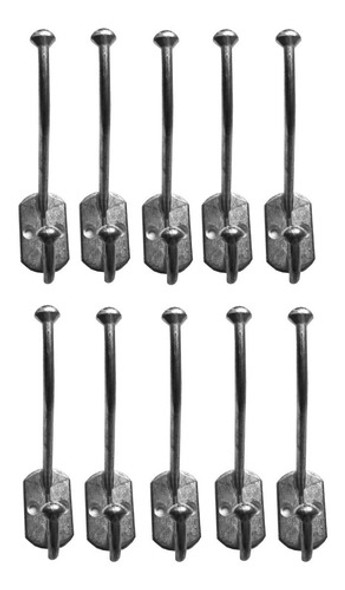 Perchas Doble Gancho Perchero Aluminio Pulido Natural X 50 U 1