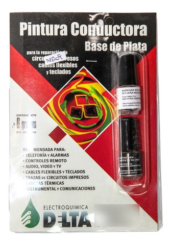 Pintura Conductora Base De Plata 5cc Circuitos 1° Delta Htec 1