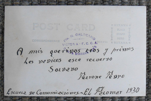 Foto Postal Soldado Uniforme Escuela Comunicaciones Año 1930 1