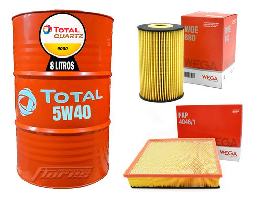 Cambio Aceite Total 5w40 8l + Kit Filtros Vw Amarok 2.0 Td 0