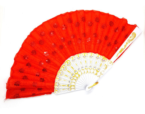 Leque Pomba Gira Cigana Paetê Vermelho Candomblé Umbanda 0