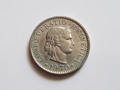 Moneda Suiza 1970 5 Centavos Franco Helvetia Coleccion 0