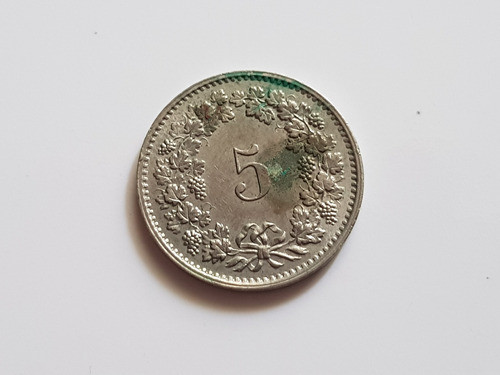 Moneda Suiza 1970 5 Centavos Franco Helvetia Coleccion 1