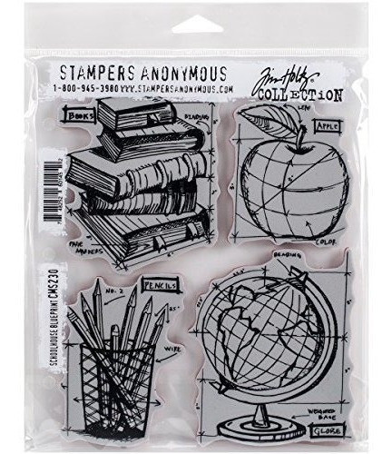 Estampas Anonimas Tim Holtz Aferrarse A La Escuela Blueprint 0
