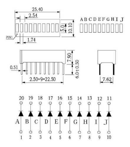 Display Bargraph Bas10251a - 10 Vermelho 1