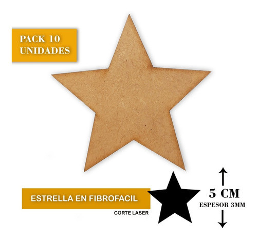 Estrella Fibrofácil 5x5 Cm Figura De Madera Mdf Adorno 0
