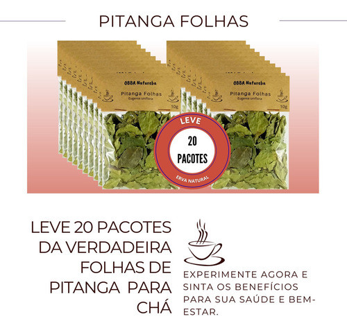 20 Pacotes Chá Folhas Pitanga | Verdadeira Pitangueira 1