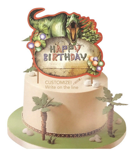 Topper Dinosaurio - Feliz Cumpleaños 1
