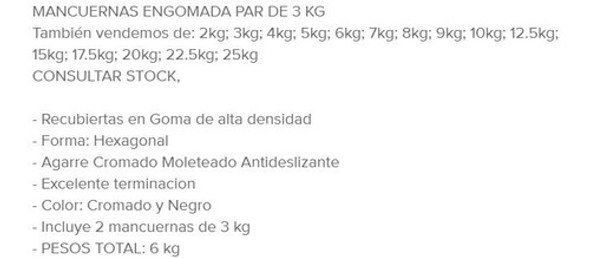 Mancuerna Hexagonal Goma - Engomada Par De 3 Kg Pesas 1 Mancuerna Hexagonal Goma - Engomada Par De 3 Kg Pesas 1
