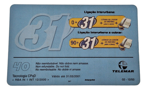 Ct65= Cartao Dificil Telemar Teste= Desc,5,00 Ver Abaixo 1