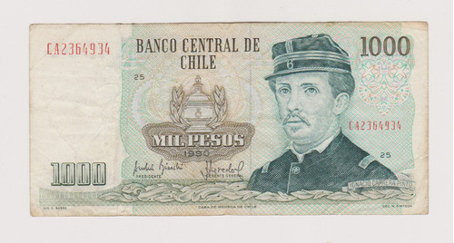 Billete Chile 1000$ Año 1990 Bueno+ 0