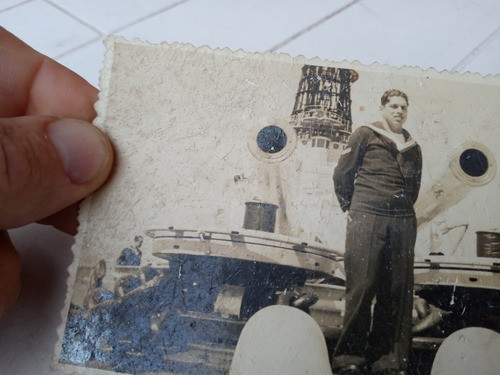 Antigua Tarjeta Postal Barco Marinero Cañones 1