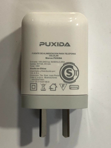 Adaptador De Pared Puxida Px Dk-60 18w Usb Cargador Turbo 1