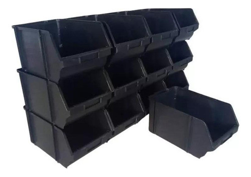 Kit 30 Caixa Box Gaveteiro Industrial Bin Preta N°6 15x18x28 0
