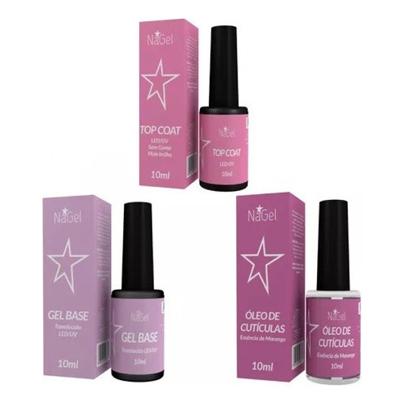 Kit Nagel - Base Gel + Top Coat + Oleo Hidratante 0