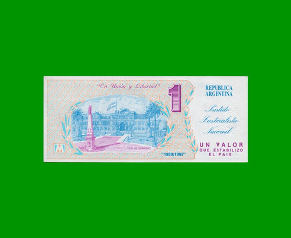 Billete Publicitario De Carlos Menem 1989/1995, Estado S/ C. 1 Billete Publicitario De Carlos Menem 1989/1995, Estado S/ C. 1