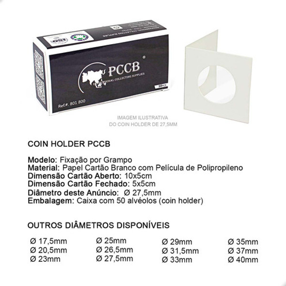 2 Cx Coins Holder Porta Moedas Grampeável Pccb 27,5mm 1
