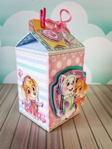 15 Cajitas Milk Box En 3d De Paw Patrol Nena 1
