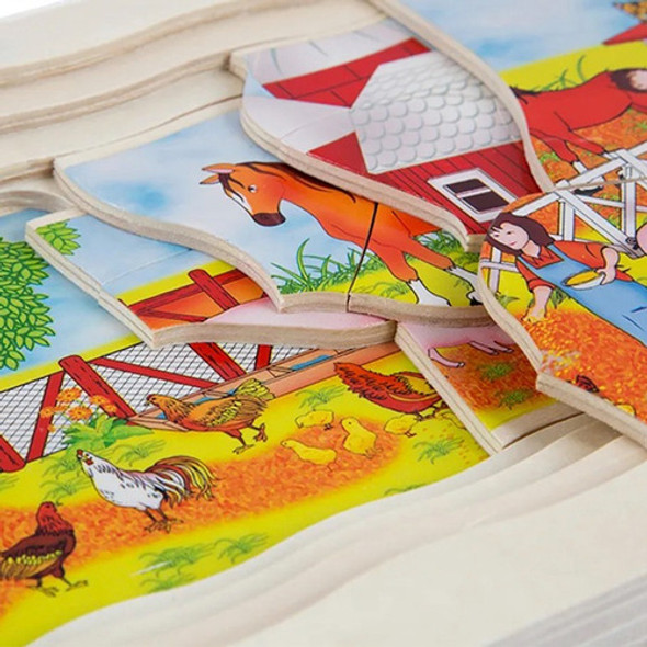 Puzzles 12 Piezas 5 En 1 Animales De Madera 28 Cm 1