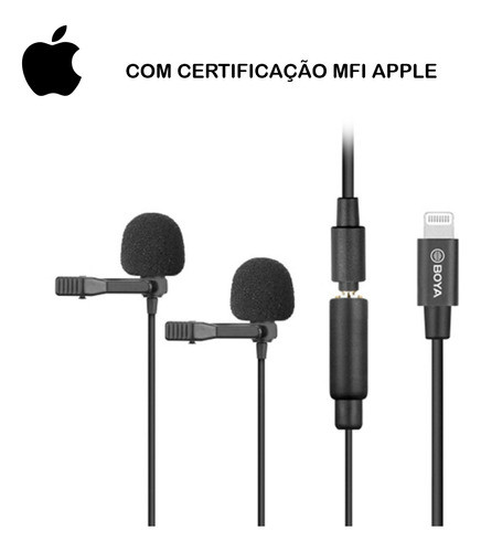 Microfone Lapela Duplo Para iPhone Lightning Boya By-m2d 1