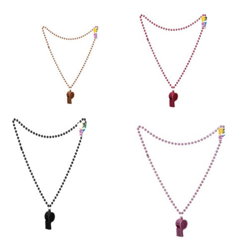 5 Silbatos Con Perlas Colores Cotillon 0