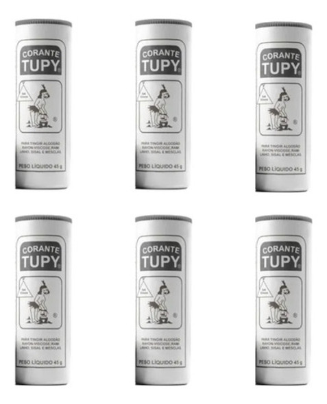 6 Corante Tupy, Tinta Tintura Tingir Roupa Cinza 0