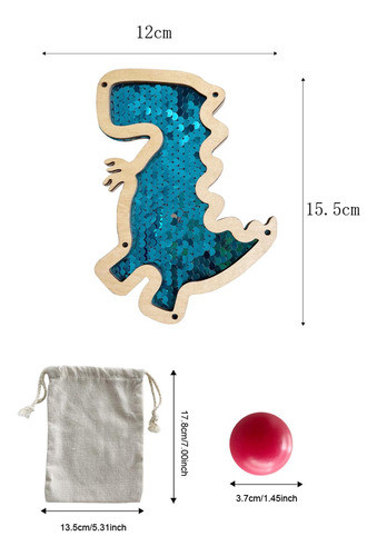 12x Brinquedos De Bola De Madeira, Brinquedo Dinossauro Azul 1