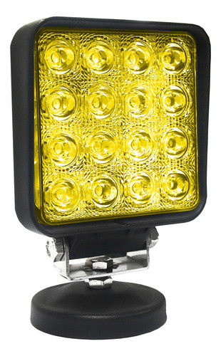 Faro Led 48w 16 Led Color Ambar Cuadrado 12/24v Off Road 0