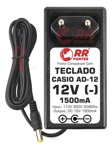 Fonte Carregador Teclado Casio 12v 1500ma Model Ad 12ul Bivo 1