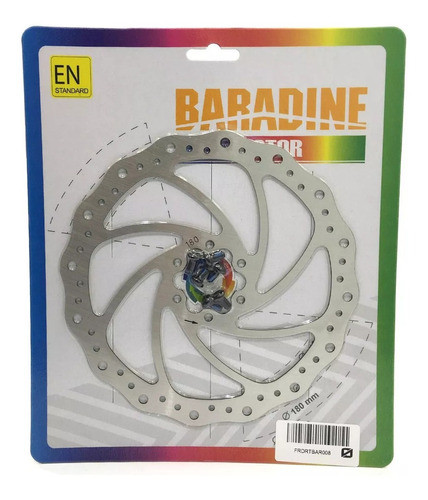 Rotor Freno Disco Bicicleta Baradine 180 Mm. 6 Tornillos  - Racer Bikes 0