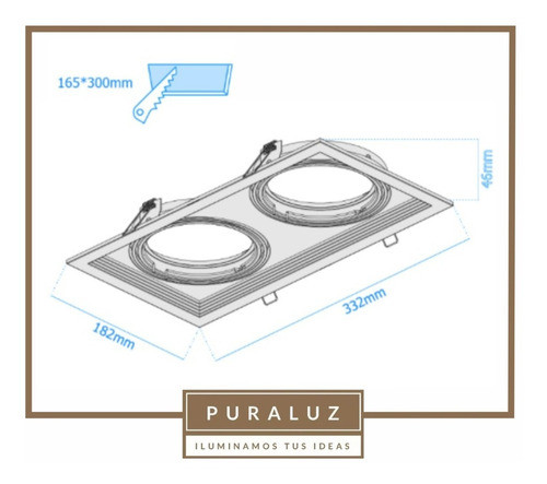 Artefacto De Embutir Cardanico 2 Lamparas Ar111 Negro 1