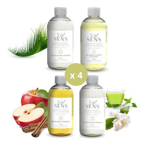 Pack 4 Esencias Al Agua 125ml C/u Para Humidificador 0
