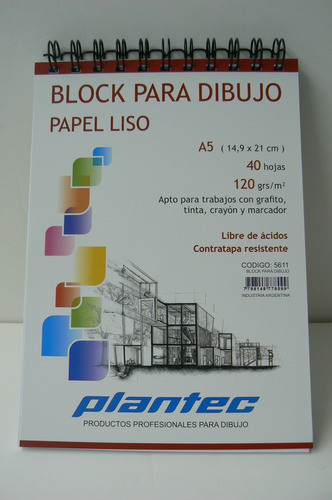 Block Boceto 120g  A5 Plantec 40 Hojas  Espiralado  (18124) 0