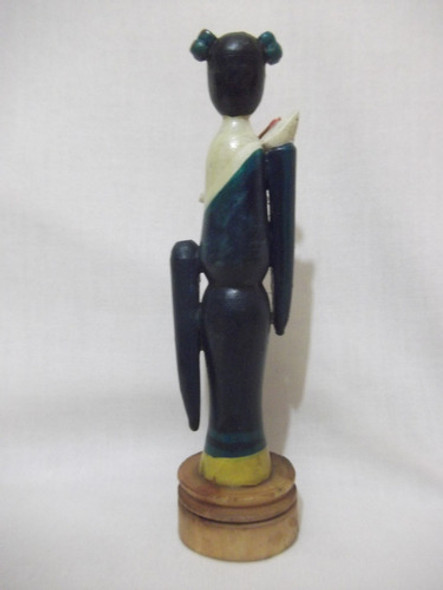 B. Antigo - Escultura Tailandesa Figura Feminina Em Madeira 1