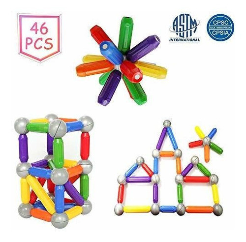 Juego De Bolas Y Varillas Magnéticas 46 Pcs Multicolor 1