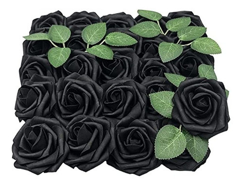 Lmeison Flores Artificiales Rosas Negras, 50 Piezas De Rosas 0