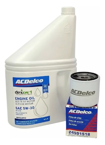 Filtro Aceite Chevrolet Onix Prisma + Aceite Sintetico Acdel 0
