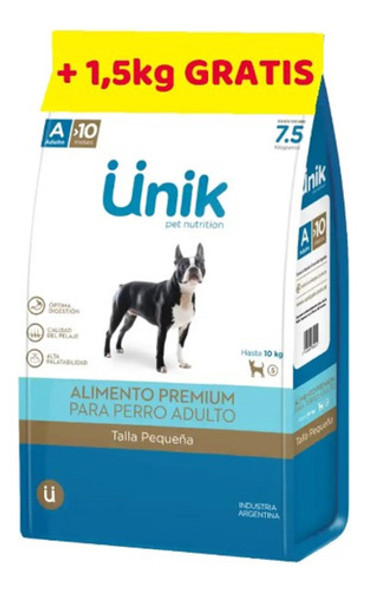 Unik Perro Adulto Small Razas Pequeñas 9 Kg  7.5+1.5regalo 0