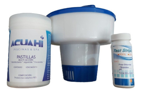 Set Boya Piscina+ 1kg Pastillas Multiacción+ Tiras Medidoras 0